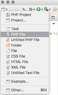 Creating a PHP file in eclipse texteditor