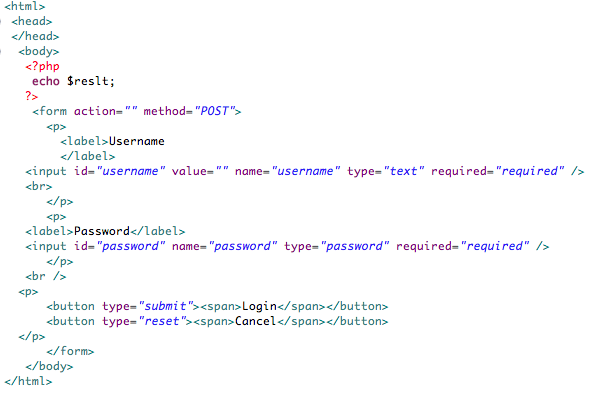 login form HTML codes