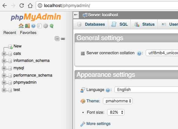 Click New to create a new database using mysql