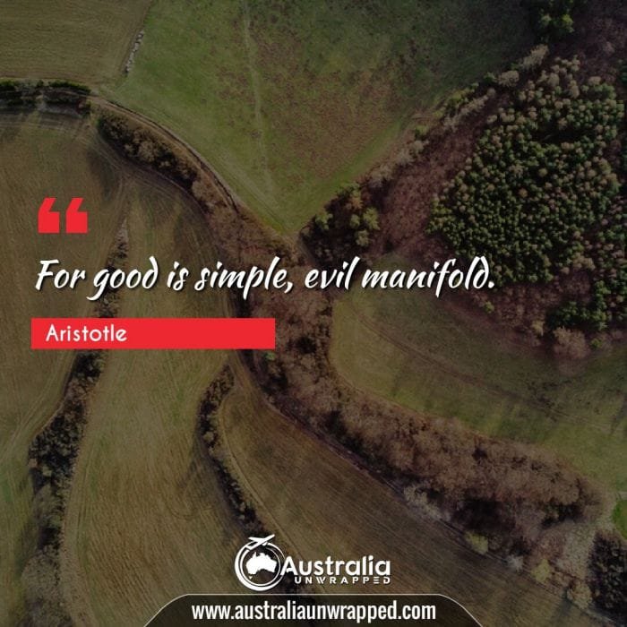  For good is simple, evil manifold.