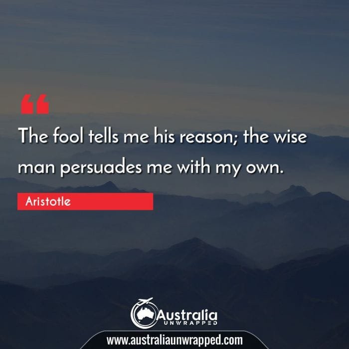  The fool tells me his reason; the wise man persuades me with my own.