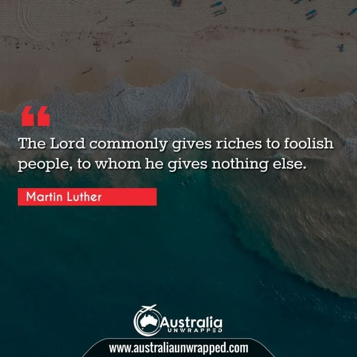 The Lord commonly gives riches to foolish people, to whom he gives nothing else.