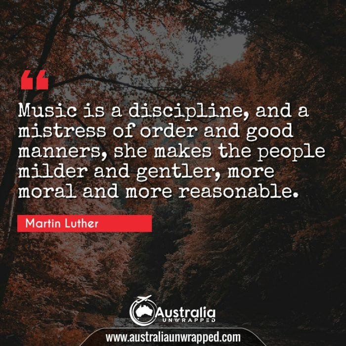  Music is a discipline, and a mistress of order and good manners, she makes the people milder and gentler, more moral and more reasonable.