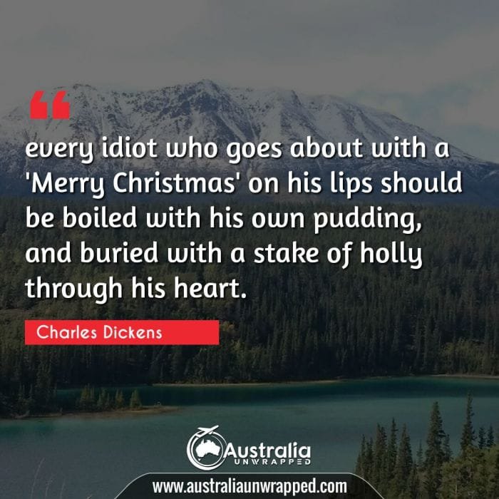 every idiot who goes about with a 'Merry Christmas' on his lips should be boiled with his own pudding, and buried with a stake of holly through his heart.