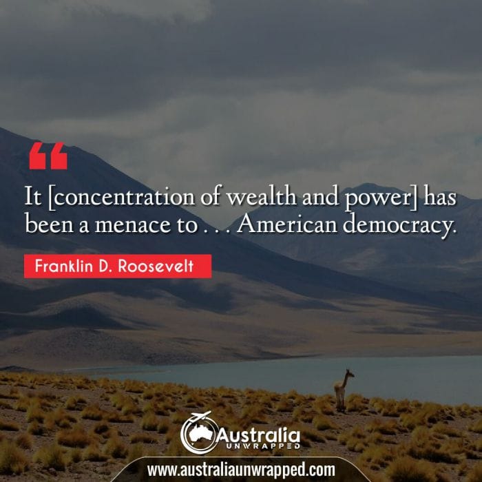 
It [concentration of wealth and power] has been a menace to . . . American democracy.