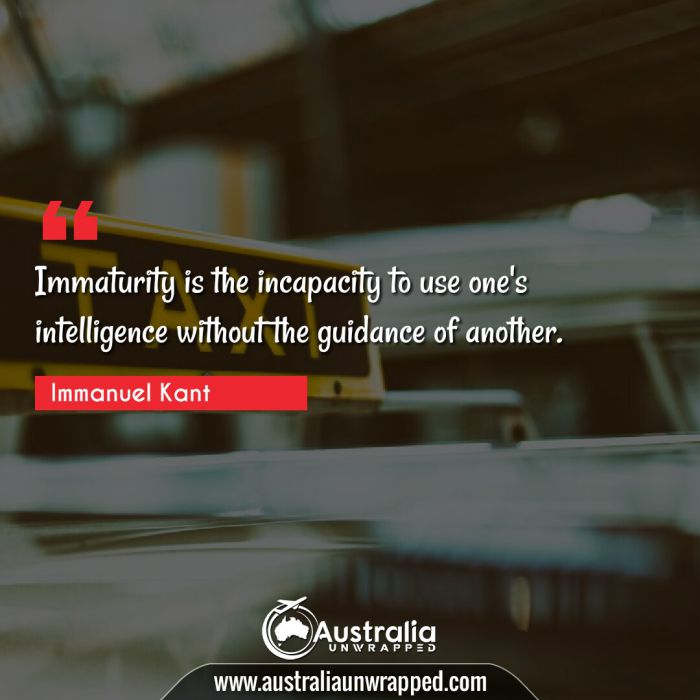  Immaturity is the incapacity to use one's intelligence without the guidance of another.