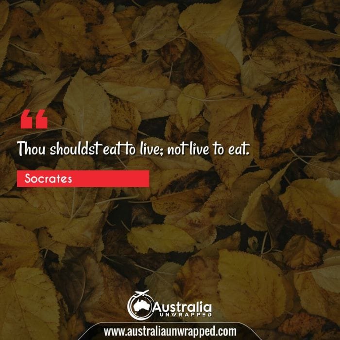 Thou shouldst eat to live; not live to eat.