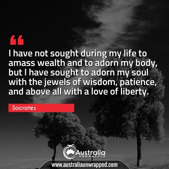  I have not sought during my life to amass wealth and to adorn my body, but I have sought to adorn my soul with the jewels of wisdom, patience, and above all with a love of liberty.
