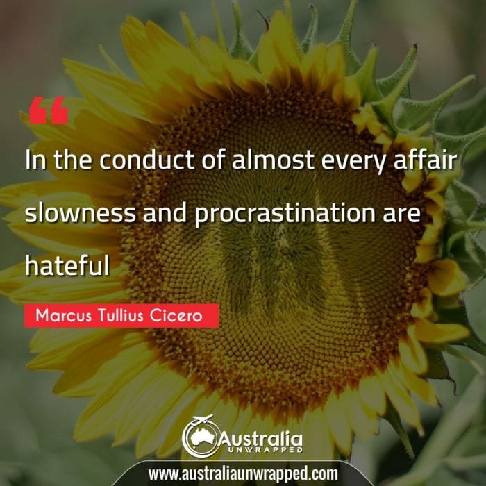 In the conduct of almost every affair slowness and procrastination are hateful