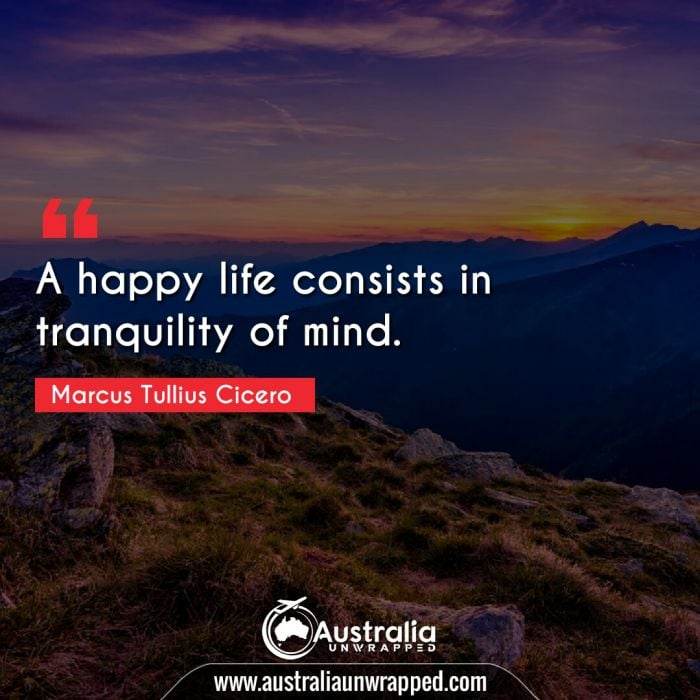  A happy life consists in tranquility of mind.
