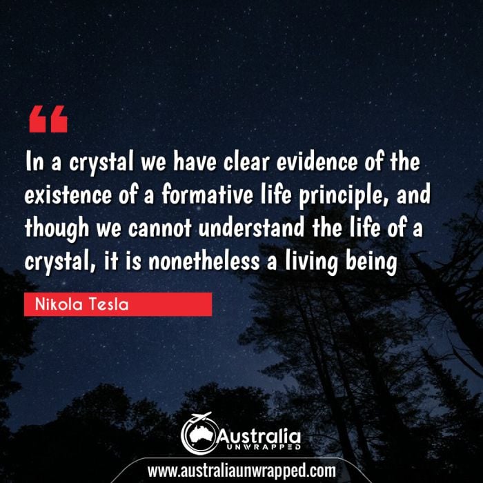  In a crystal we have clear evidence of the existence of a formative life principle, and though we cannot understand the life of a crystal, it is nonetheless a living being
