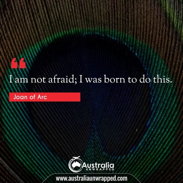I am not afraid; I was born to do this.