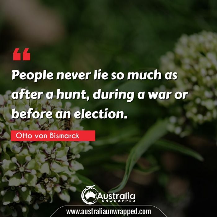  People never lie so much as after a hunt, during a war or before an election.
