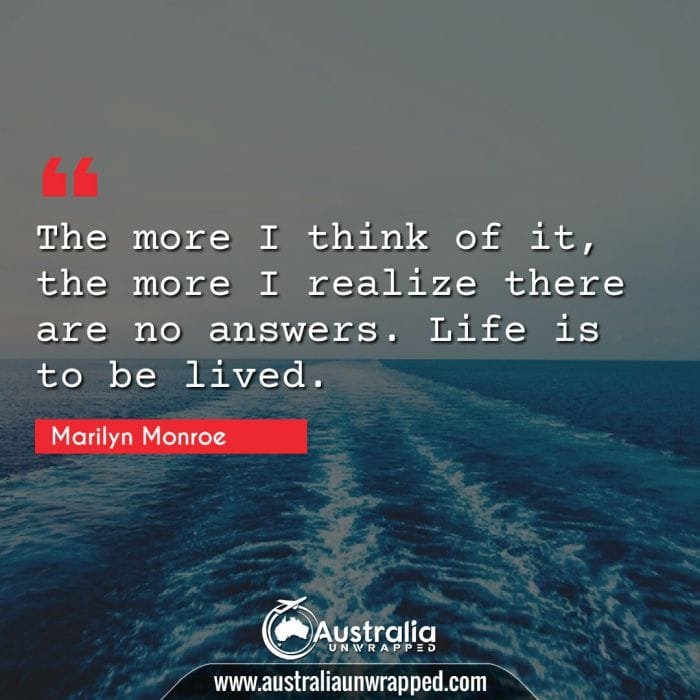  The more I think of it, the more I realize there are no answers. Life is to be lived.
