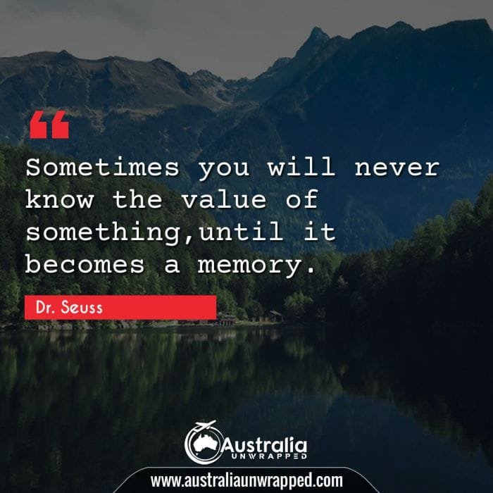 Sometimes you will never know the value of something,until it becomes a memory.