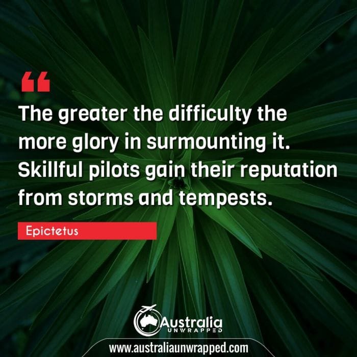 The greater the difficulty the more glory in surmounting it. Skillful pilots gain their reputation from storms and tempests.